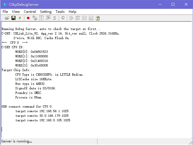 @debug server 连接成功